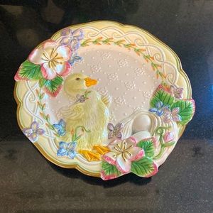 Fitz and Floyd Majolica Garden Rhapsody Decorative Plate w/EASTER Duck